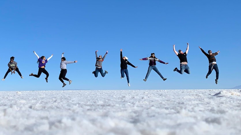 Students jumping in Bolivia